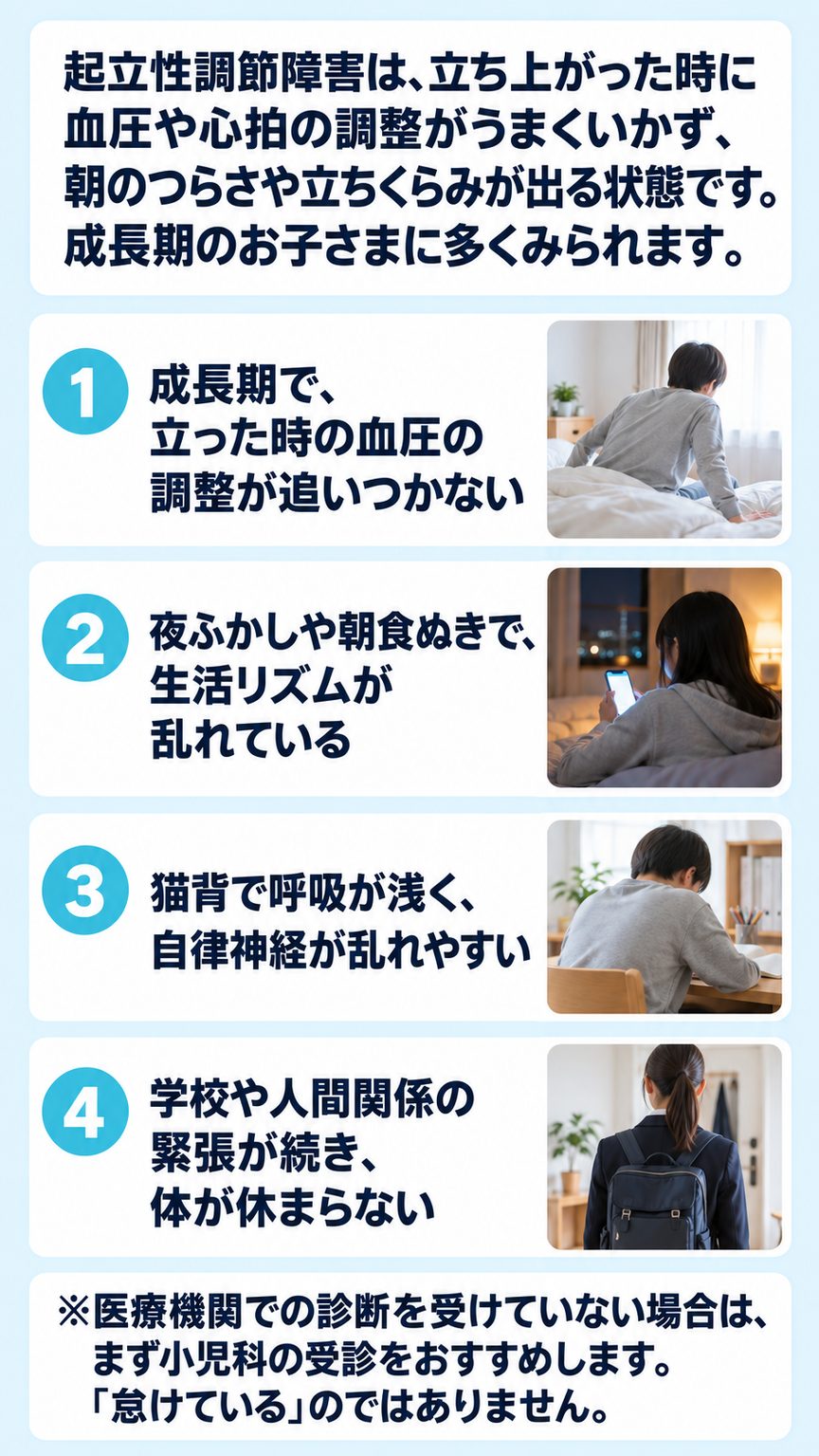起立性調節障害｜起立性調節障害に関係する4つのこと