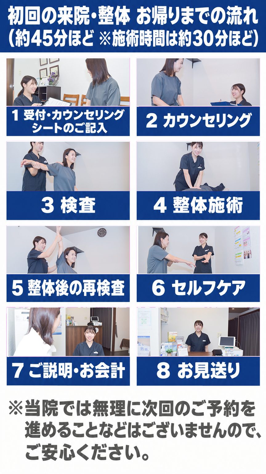 起立性調節障害｜初回の来院から整体、お帰りまでの流れ（約45分）